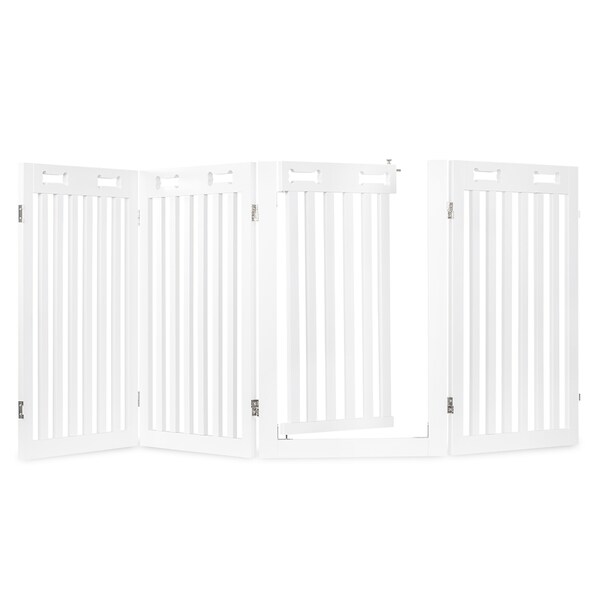 Arf Pets Freestanding Dog Gate with Walk Through Door, 4 Pannel